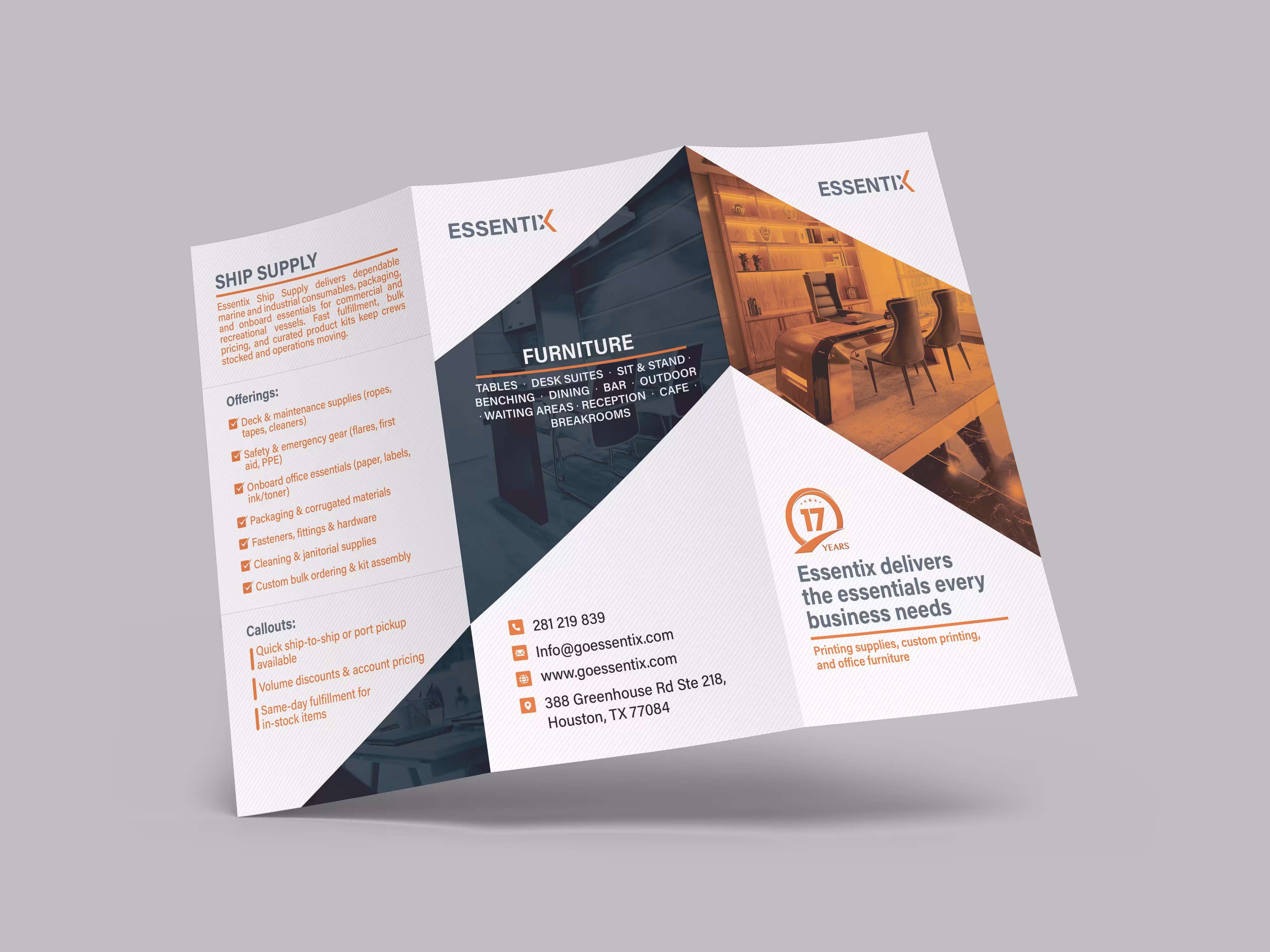 Essentix folded brochure leaflet mockup