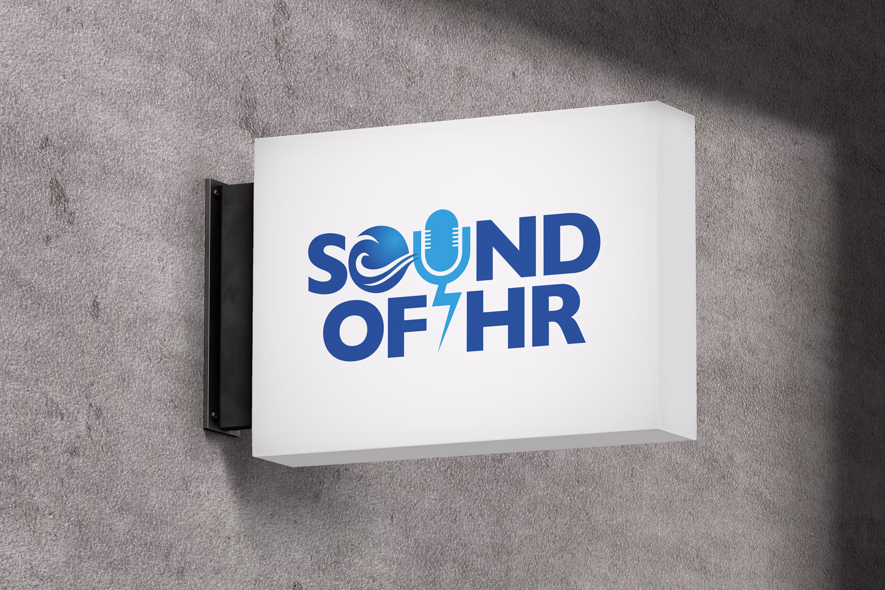Sound of HR logo displayed on a wall lightbox sign