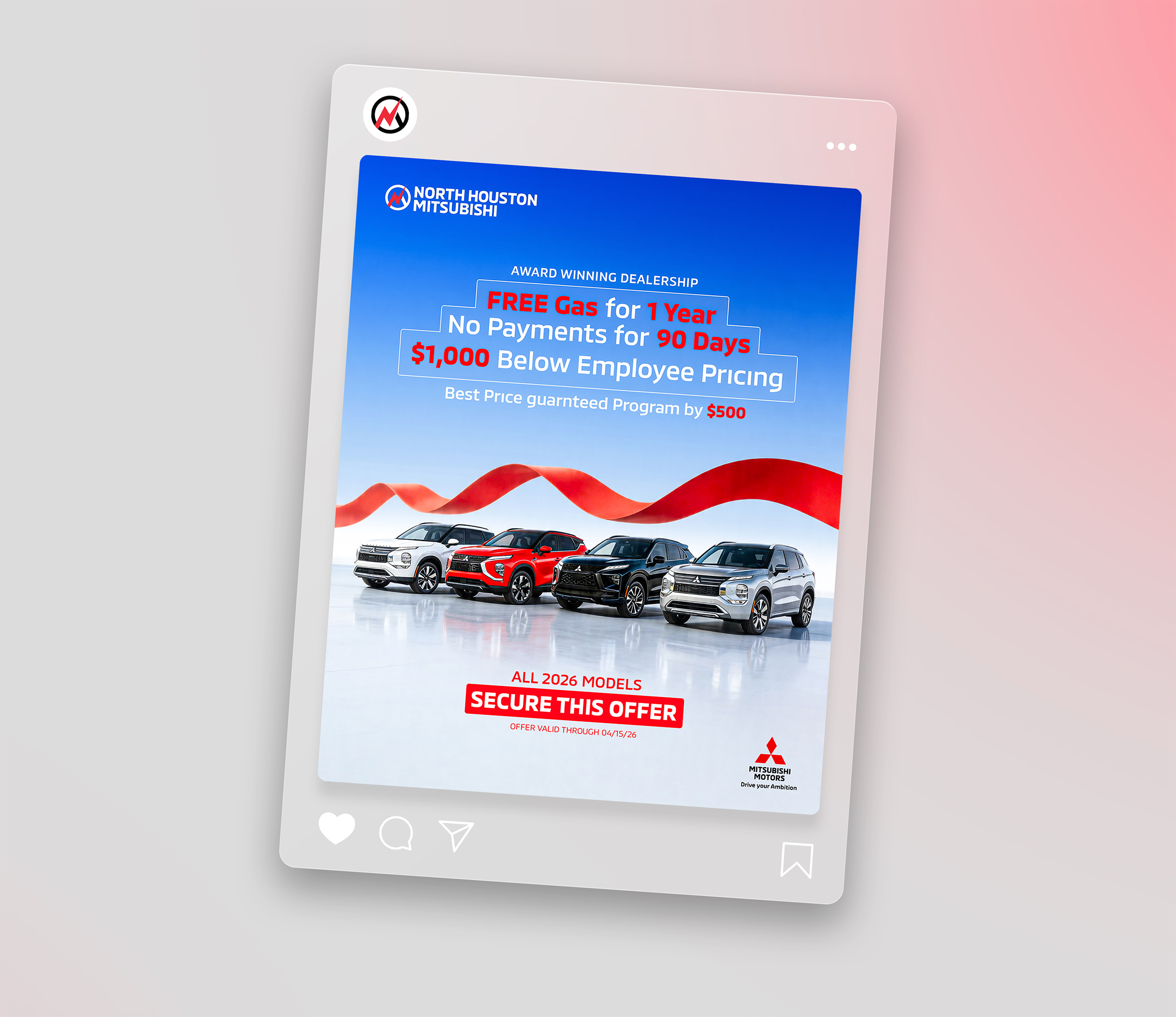 North Houston Mitsubishi promotional social media post mockup