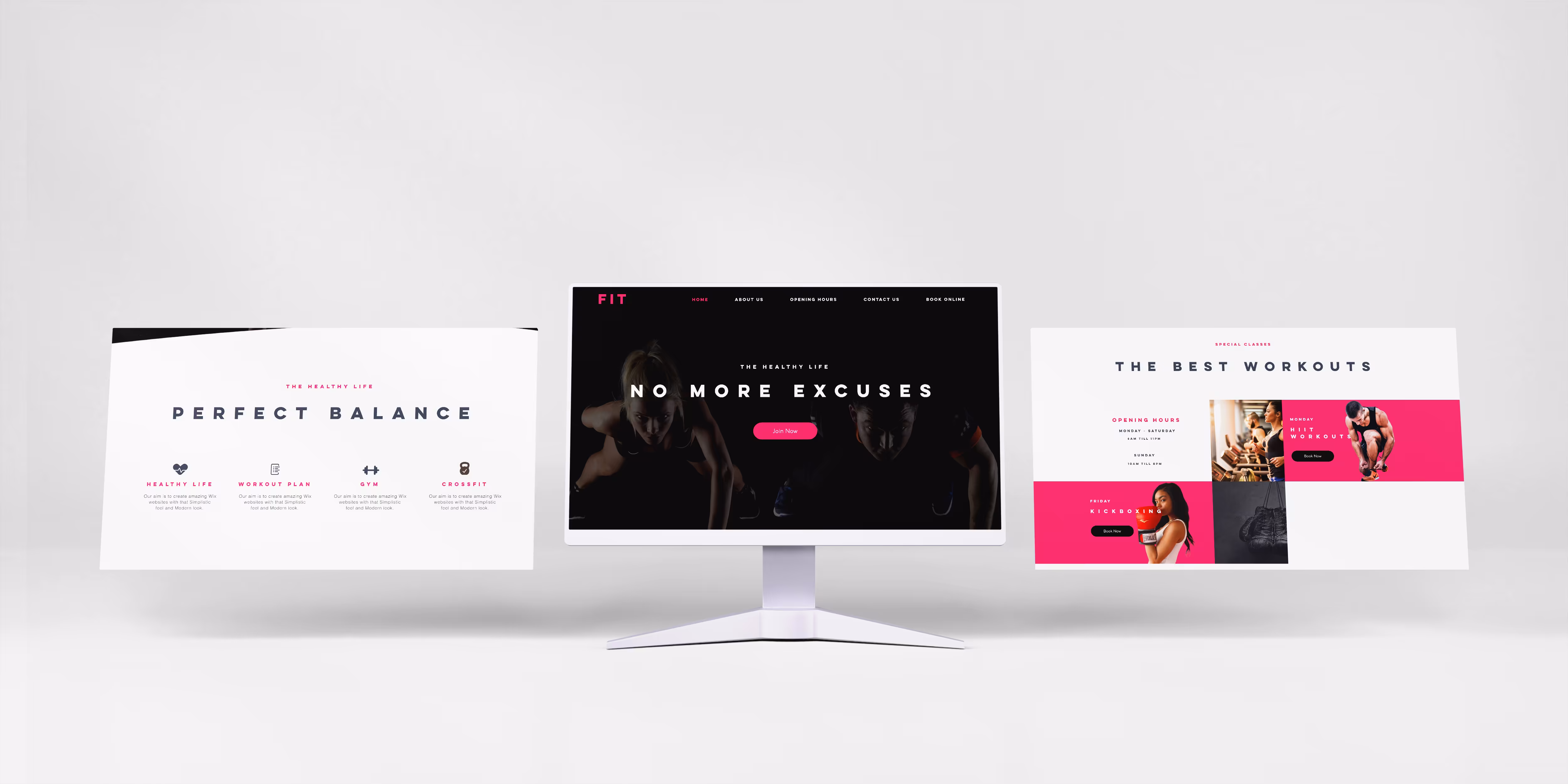FIT website UI kit mockup with desktop and page section layouts