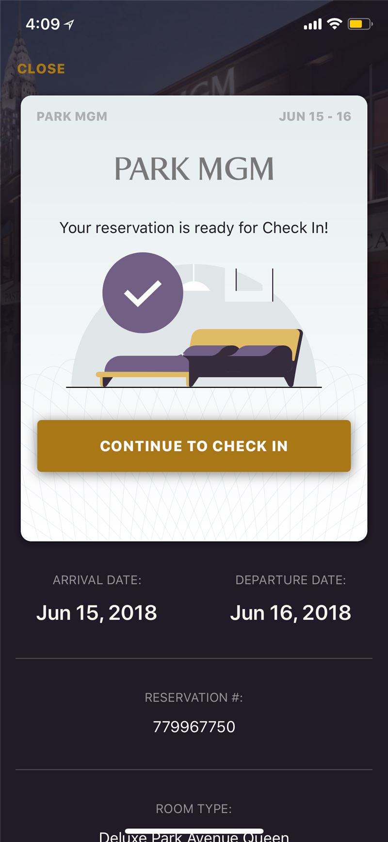 MGM Resorts International Mobile App Interface